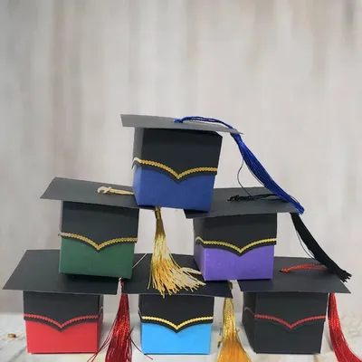 20/30/50Pcs Bachelor Hat Cap Candy Box for Graduation Gift Packaging Box Birthday Baby Shower