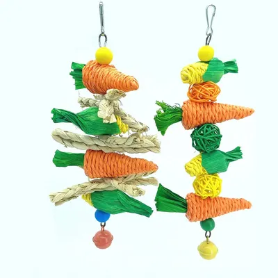 1pc Random Color & Style Handmade Woven Vine, Carrot & Corn Shaped Chew Toy for Small Pets (hamster,