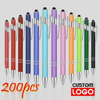 200 Pcs Light - Metal Capacitive Universal Touch Screen Stylus Ballpoint Pen Writing Stationery