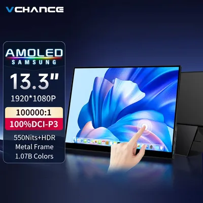 VCHANCE 13.3 Inch OLED Portable Monitor Touchscreen 1920x1080 1ms 10bit 100%DCI-P3 Office Travel