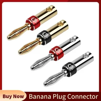Banana Plug Connector Audio Jack Bananas Connectors For 4mm Binding Post Double Screw Lock Speaker