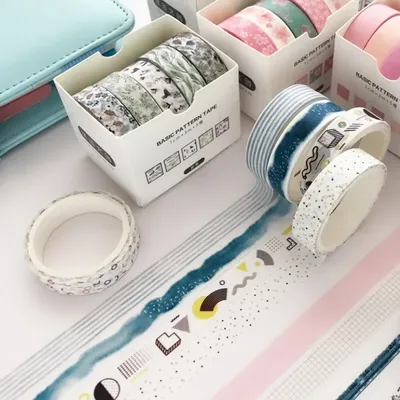 5 pcs/pack Simple Colorful Basic Style Washi Tape Set DIY Scrapbooking Sticker Label Masking Tape
