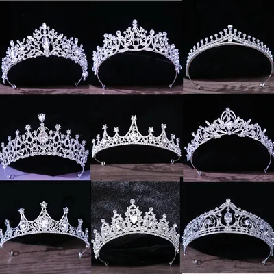 DIEZI Korean Luxury White Crystal Crown Hair Accessories Tiara Women Wedding Rhinestone Bridal Silver Color Crown Hair Jewelry