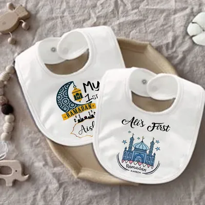 My First Ramadan Baby Bibs personalised Boy Girl Bib custom name Eid Mubarak Infant Saliva Towel