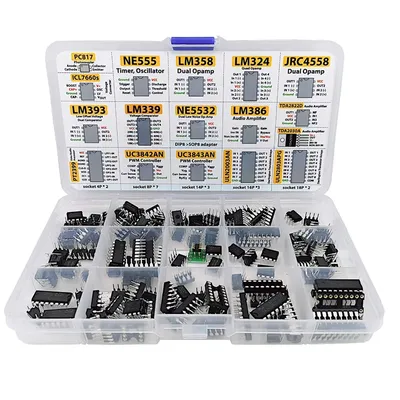 XL IC Chip Assortment 150 pcs, opamp, oscillator, pwm, PC817, NE555, LM358, LM324, JRC4558, LM393, LM339, NE5532, LM386, TDA2030