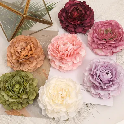 20pcs 8cm Peony Artificial Silk Flowers Heads For Wedding Decoration DIY Wreath Gift Box