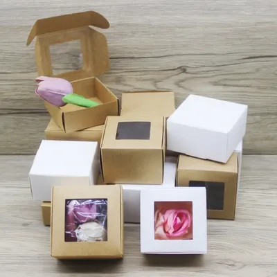 Wholesale of 10 latest gift packaging boxes with window white/kraft paper boxes, party matching