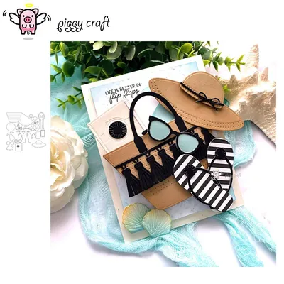 Piggy Craft metal cutting dies cut die mold Summer Vacation Series Scrapbook paper craft knife mould