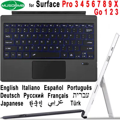 Backlit Keypad for Microsoft Surface Pro 3 4 5 6 7 8 9 X Go 1 2 3 Trackpad Wireless Magnetic