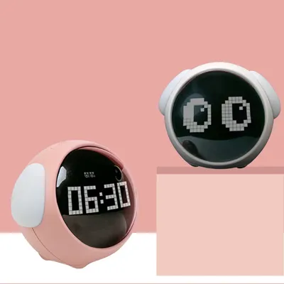 Night Light Cute Expression Alarm Clock Child Alarm Clock Voice Controlled Light Multifunctional For