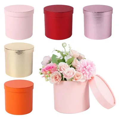 Wedding Rose Flower Packaging Box Flower Box Round Cardboard Gift Boxes Decoration Valentine's Day Gifts Supplies