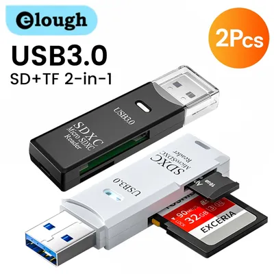 2 IN 1 Card Reader USB 3.0 Micro SD TF Card Memory Reader High Speed Multi-card Writer Adapter Flash