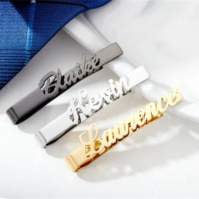 Custom Name Tie Clips Stainless Steel Nameplate Jewelry Personalized Letter Clasp Cufflinks