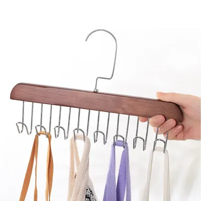 Multi-hook Wooden Scarf Hanger Multifunctional Space Saving Hanger Home Wardrobe Hanger Organizer