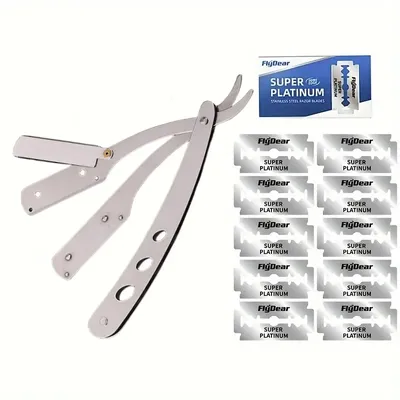 Men Foldable Stainless Steel Blades Old-fashioned Razor Manual Shaving Face Scraper Barber Razor