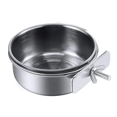 Rabbit Pet Food Dish Hamster Stainless Steel Clamp-on Water Drinker Bird Feeder Parrot Feeding Bowl