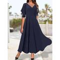 robe noire Robe élégante Femme Robe mi-longue Plissé A Volants Mariage Soirée Fête scolaire Elégant Décontractées Col Ras du Cou Sans Manches Standard Bleu de minuit S M L XL XXL