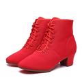 Femme Bottes de Danse Chaussures de danse Utilisation Extérieur Entraînement Bottines Lacet Talon épais Rouge