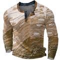 Graphic Bloc de couleur Design Rétro Vintage Décontractées Homme 3D effet Chemise Henley Shirt T-shirt gaufré Sport extérieur Vacances Festival T-shirt Bleu Marron Vert manche longue Henley Chemise