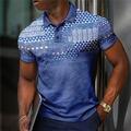 Homme POLO Polo gaufré Polo à revers Polos boutonnés Tee Shirt Golf Rayé Tartan Imprimés Photos Géométrie Col rabattu Bleu vert Bleu Marron Vert Extérieur Plein Air Manche Courte Imprimer Vêtement