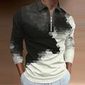 Homme POLO Polo zippé Tee Shirt Golf Abstrait Imprimés Photos Géométrie Col rabattu Noir bleu marine Bleu Poudré Marron Gris foncé Extérieur Plein Air manche longue Zippé Imprimer Vêtement Tenue Mode