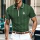 Homme POLO Polo à revers Polo zippé Tee Shirt Golf Rayé Imprimés Photos Poker Col rabattu Noir Bleu Vert foncé Marron Vert Extérieur Plein Air Manches courtes Imprimer Zippé Vêtement Tenue Mode