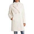 Double Breasted Water Repellent Bouclé Tweed Coat - White - Sam Edelman Coats