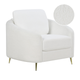 Sessel Weiß Bouclé Stoffbezug mit Armlehnen Goldenen Metallfüßen Glamourös Modern Wohnzimmer Schlafzimmer Möbel Sitzmöbel