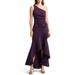 One-shoulder Side Pleat Ruffle Gown