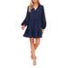 Clip Dot Ruffle Long Sleeve Shift Dress