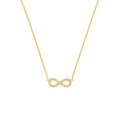 Kette mit Anhänger S.OLIVER "Infinity/Unendlichkeitsschleife, 2032880, 2032881, 2032882", gold (gelbgoldfarben, weiß), Halsketten, Damen, Silber 925 (Sterlingsilber), L: 45cm, mit Zirkonia (synth.) Image