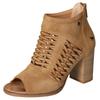 Sandalette MUSTANG SHOES, Damen, Gr. 39, braun (hellbraun), Lederimitat, feminin, Schuhe Ankleboots Peeptoe Sommerboots Stiefelette, Sommerschuh, Sandale, mit praktischem Fersenreißverschluss, Topseller