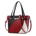 Women's Handbag Shoulder Bag Dome Bag PU Leather Daily Holiday Zipper Large Capacity Waterproof Durable Color Block Patchwork Light Pink claret Rubber red