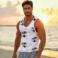 Men's Graphic Tank Top Fashion Outdoor Casual 3D Print Vest Top Undershirt Street Casual Daily T shirt White Sleeveless Crew Neck Shirt Spring Summer Clothing Apparel