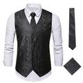 Men's Vest Gilet Wedding Office Career Daily Wear Party / Cocktail Business Modern Contemporary Spring Fall Embroidered Pocket Button-Down Print 95% Cotton Soft Outdoor Comfortable Flower Single