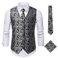 Men's Vest Gilet Wedding Office Career Daily Wear Party / Cocktail Business Modern Contemporary Spring Fall Embroidered Pocket Button-Down Print 95% Cotton Soft Outdoor Comfortable Flower Single