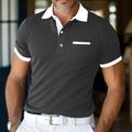Men's Polo Shirt Golf Shirt Casual Holiday Lapel Short Sleeve Fashion Basic Plain Classic Summer Regular Fit Black Burgundy Navy Blue Grey Polo Shirt