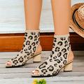 Women's Sandals Plus Size Sandals Boots Summer Boots Flyknit Shoes Outdoor Work Daily Leopard Camouflage Zebra Print Chunky Heel Round Toe Elegant Vacation Classic Walking Knit Tissage Volant Loafer