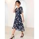 Women's Chiffon Dress Swing Dress Floral Ruffle V Neck Flutter Sleeve Maxi Dress Short Sleeve Summer Spring