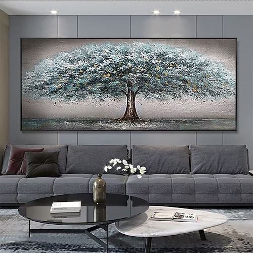 handgefertigtes Ölgemälde auf Leinwand, Wandkunst, Dekoration, modernes abstraktes Wohnzimmer, Sofa, Hintergrundwand, Geldbaum für die Inneneinrichtung, gerolltes, rahmenloses, ungedehntes Gemälde Image