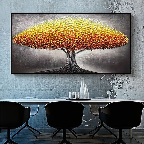 handgemachtes Ölgemälde auf Leinwand, Wandkunst, Dekoration, modern, abstrakt, 3D-Spachtel, grüner Geldbaum für die Inneneinrichtung, gerolltes, rahmenloses, ungedehntes Gemälde Image