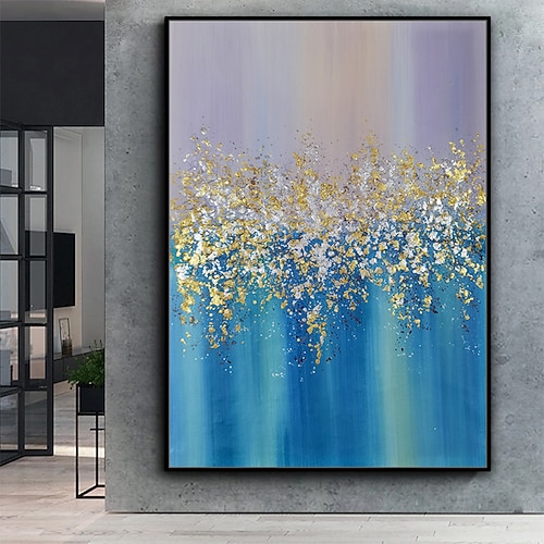 Mintura handgefertigte abstrakte goldene Ölgemälde auf Leinwand Wanddekoration große moderne Kunstbilder für die Inneneinrichtung gerolltes rahmenloses, ungedehntes Gemälde Image