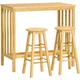 Ensemble table bar et 2 tabourets hove bambou verni