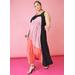 Plus Size Colorblock Pleated Maxi Dress