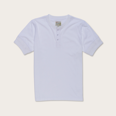 Tecovas Men's Standard Issue Short Sleeve Henley Top, White, Pima Cotton, 2XL