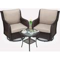 Winston Porter Rattan Chairs Rocking Swivel Chair Outdoor Set w/ Side Table & Cushions in Gray | Wayfair 3CD7D19260A143E3B3251B91D2F4412B