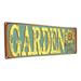 Bungalow Rose Distressed, Garden Sunflower Metal Sign On Metal Print in Blue/Brown/Yellow | 5.75 H x 15.5 W x 0.04 D in | Wayfair