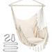 Dakota Fields Macrame Hammock Chair: Large Hanging Rope Swing w/ 2 Cushions, Pocket For Comfort, Supports Up To 500 Lbs | Wayfair