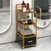 Mercer41 Esmon Beauty Salon Storage Trolley Cart, with Lockable Rolling Wheels, Metal Frame Marbled Board Wood/Metal in Brown | Wayfair