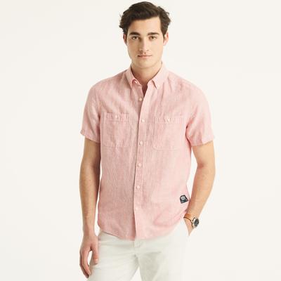 Nautica Men's Nautica Jeans Co. Linen Short-Sleeve Shirt Sailor Red, L